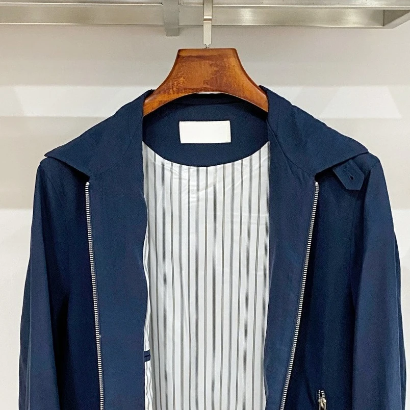 BC Italian linen blend light waterproof zip lapel jacket
