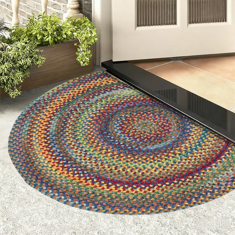 Elegant Baroque Style Semi Circle Rug Vintage Royal Persian Area Carpet Elegant Non Slip Welcome Door Mat For Hallway House