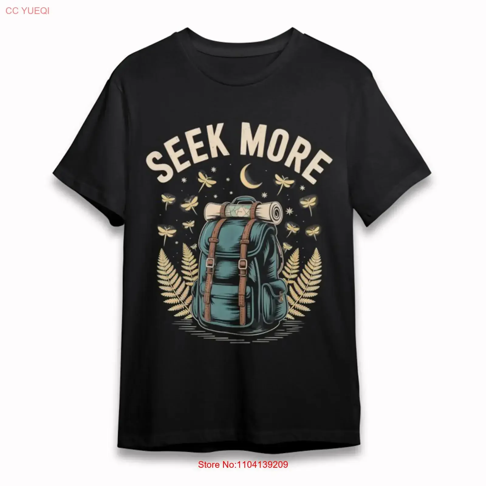 Men's T shirt With Blue Green Backpack Black 100 Cotton USA vintage Washed Breathable Stylish Top For Everyday Wear Comfortable