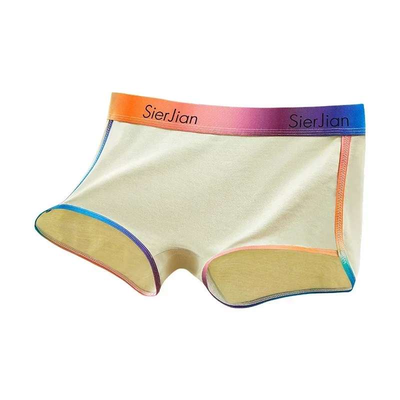 Women Rainbow Waistband Panties Cotton Under Skirt Boxers Shorts Female Underwear Comfortable Underpants Sexy Intimates Lingerie
