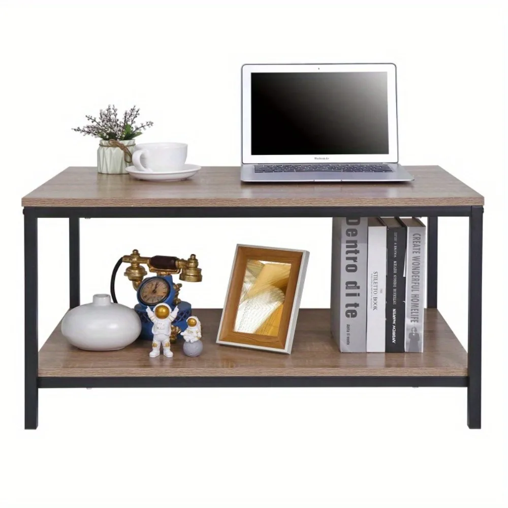 31 Table basse robuste Table basse rectangulaire avec étagère de rangement Durable