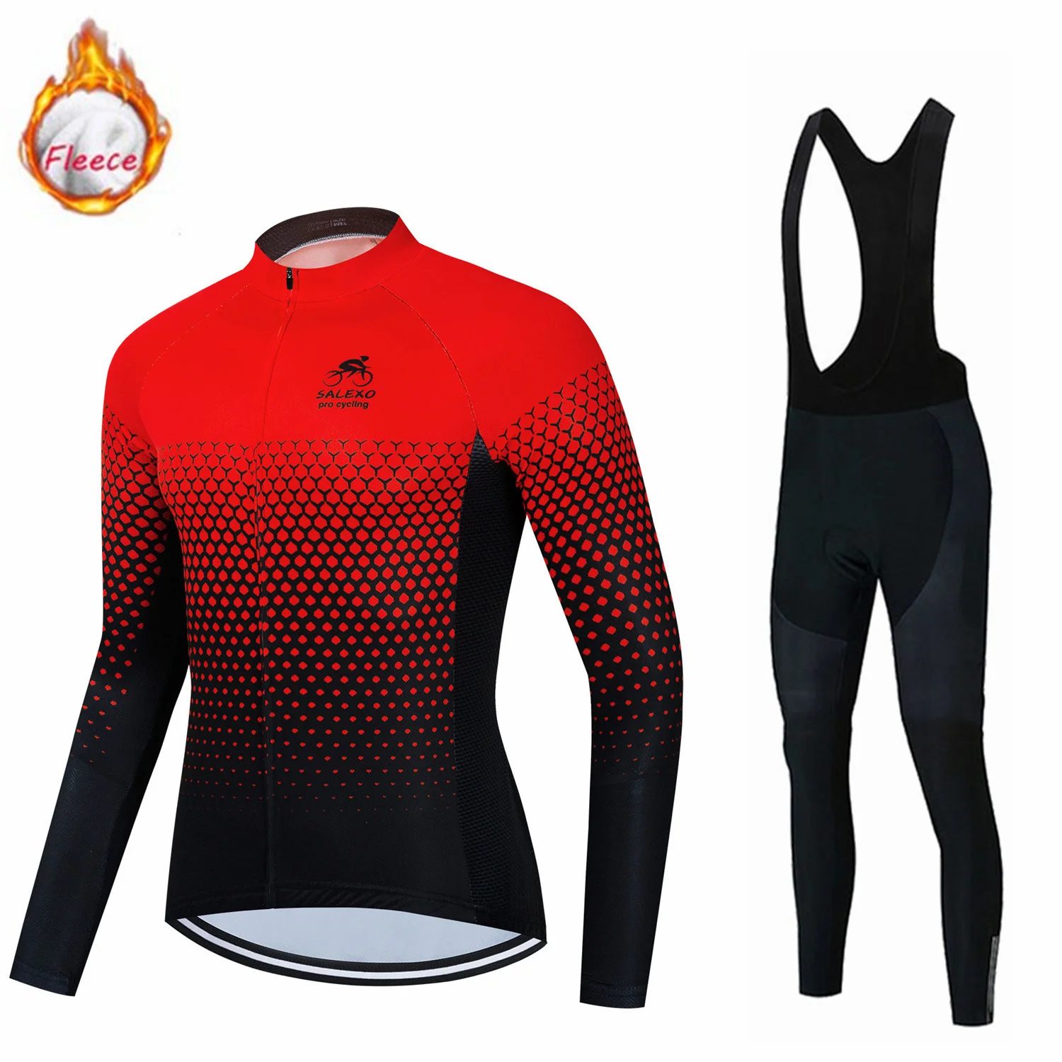 New 2023 Men Winter Thermal Fleece MTB Road Bike Cycling Clothing Set Men's Long Sleeves Jersey Suit Outdoor Riding Bike Clothes