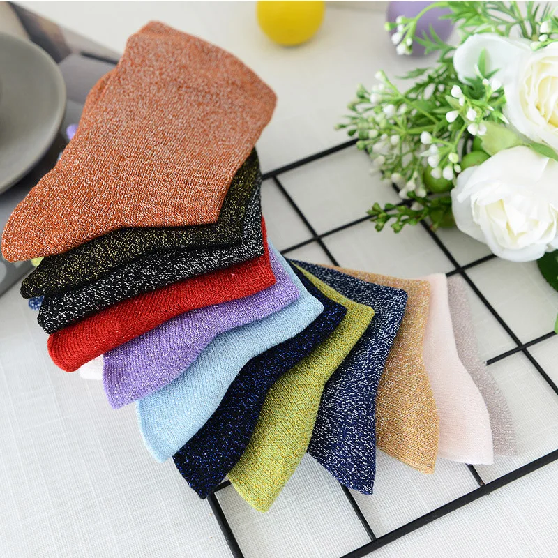 Colorful Sexy Shiny Socks Korean Styles Golden Silver Silk Socks Luxury Design High Quality Women's Socks Wholesale Fashion 2026