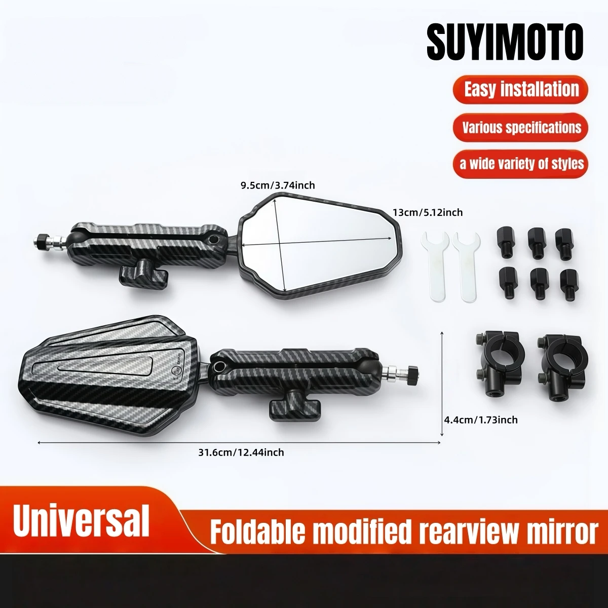 

Зеркало заднего вида с модифицированным волокном для мотоцикла, универсальное зеркало заднего вида для мотоциклов, туристических и раллийных транспортных средств, Adv, большое поле зрения, предотвращающее падение, складное зеркало заднего вида