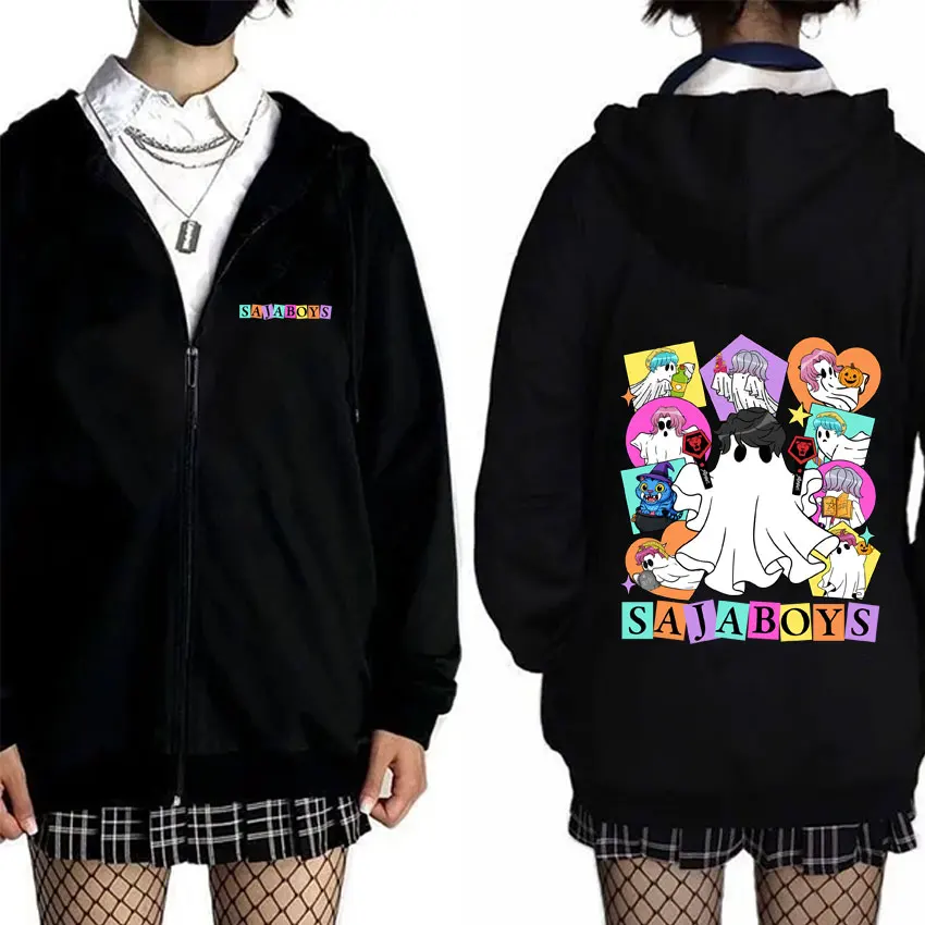 

Kpop Demon Hunters Saja Boys Derpy Tiger Zipper Hoodie Male High Quality Fleece Zip Up Jacket Men's Women's Halloween Streetwear