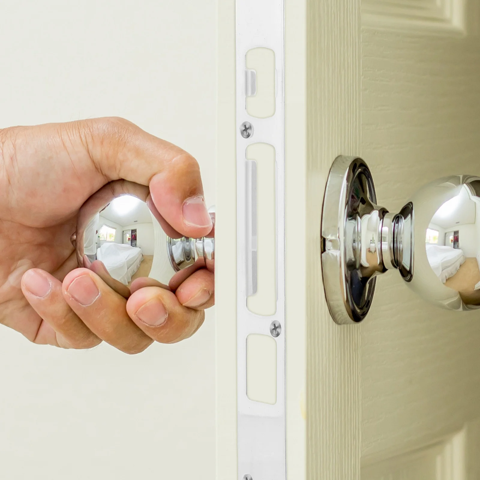 2Pcs Deadbolt Strike Plate Stainless Steel Door Lock Body Replacement Heavy Duty Front Door Reinforcement Security Metal Strike