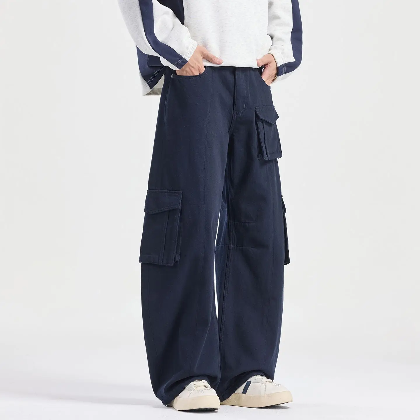 

Джинсы для трансграничных инструментов, мужские новые американские ретро-струкции, свободные прямые драпированные мужские брюки, повседневные брюки