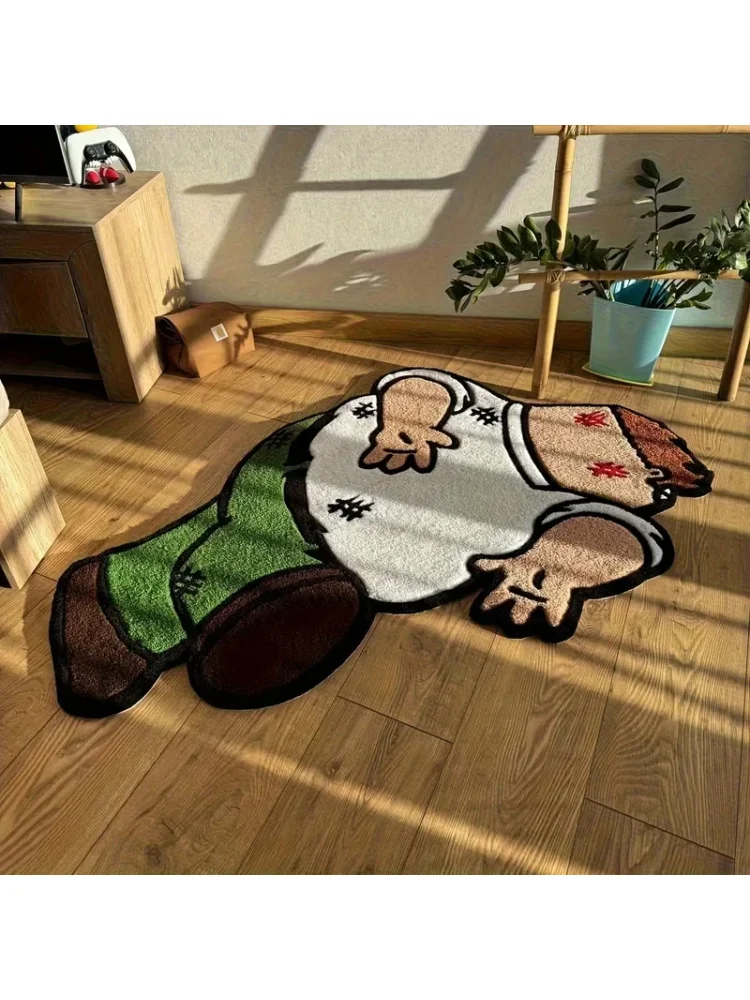 VIKAMA Zabawna Mata Podłogowa w Kształcie Postaci z Kreskówki Petera, Figurka z Serialu Family Guy, Krótki Plusz, Odporna na Zużycie, Antypoślizgowa, Dywanik do Wewnątrz, na Sofę, do Przedpokoju — 2