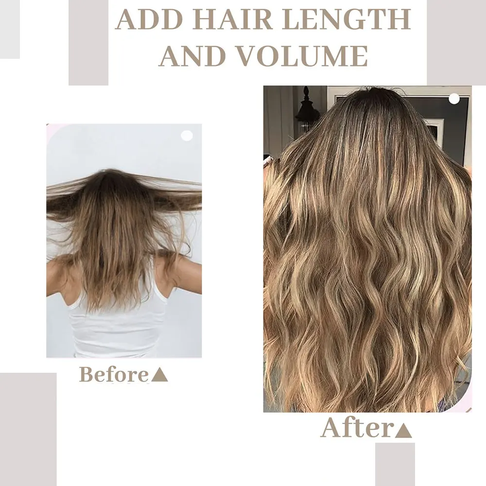 Bio Body Wave Clip In Hair Extensions 22 Inches 4 pcs/lot 220g Soft Natural Heat Resistant Fiber Clip In Synthetic Hair