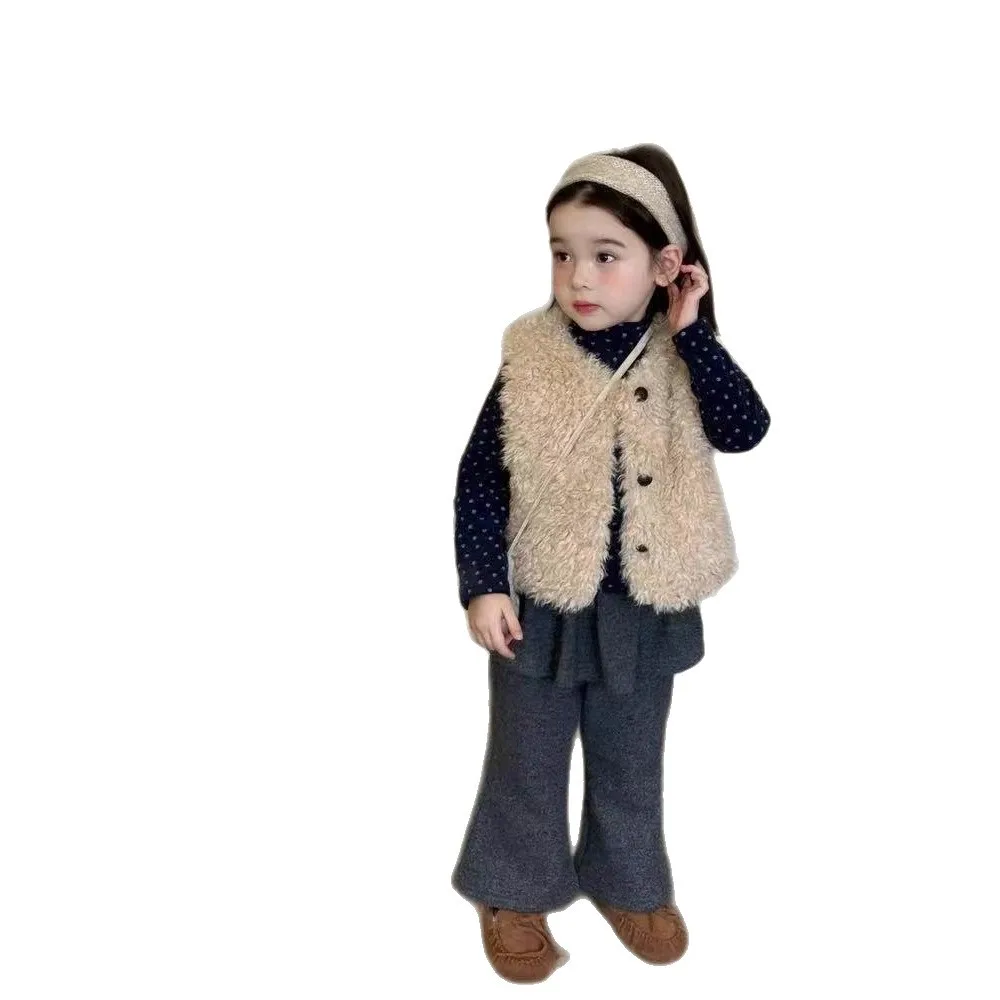 سترة الفتيات القطيفة 2025 شتاء جديد طفلة سميكة الفراء سترة لطيف الفراء #5