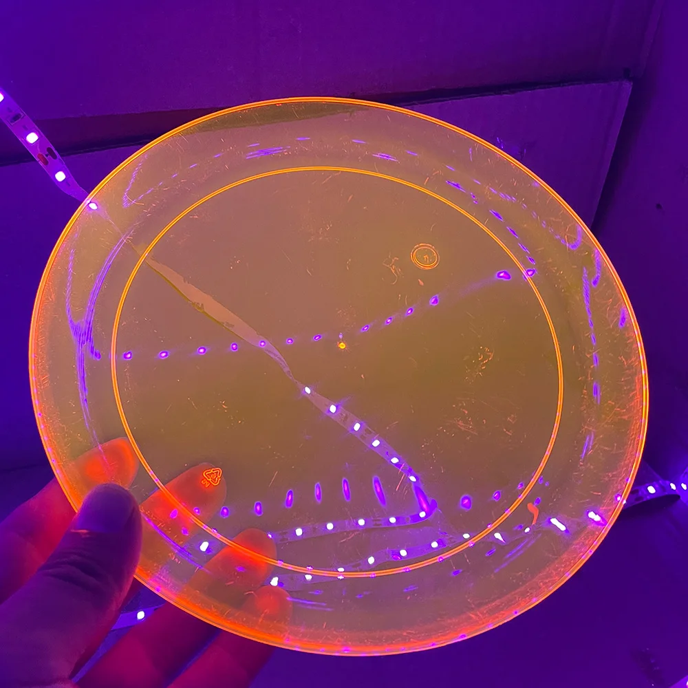 

Glow Party Supplies 12pcs Neon Plastic Plates UV Black Light Reactive Glow Birthday Decorations for Kids Dessert Cake Plates