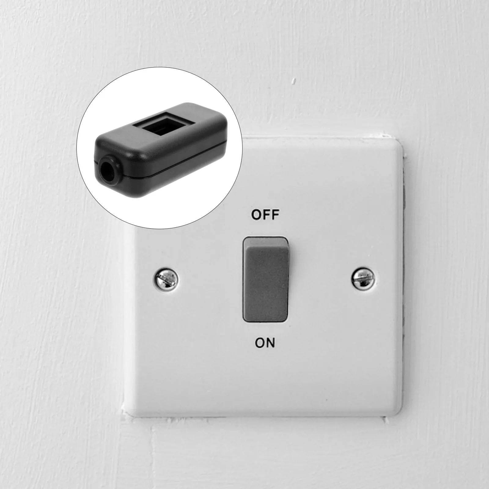 2Pcs Waterproof Switch Shell ABS Flame Retardant Iron Rubber Inline Electrical on Off Case for Lamp Repair Home Office Hotel Use