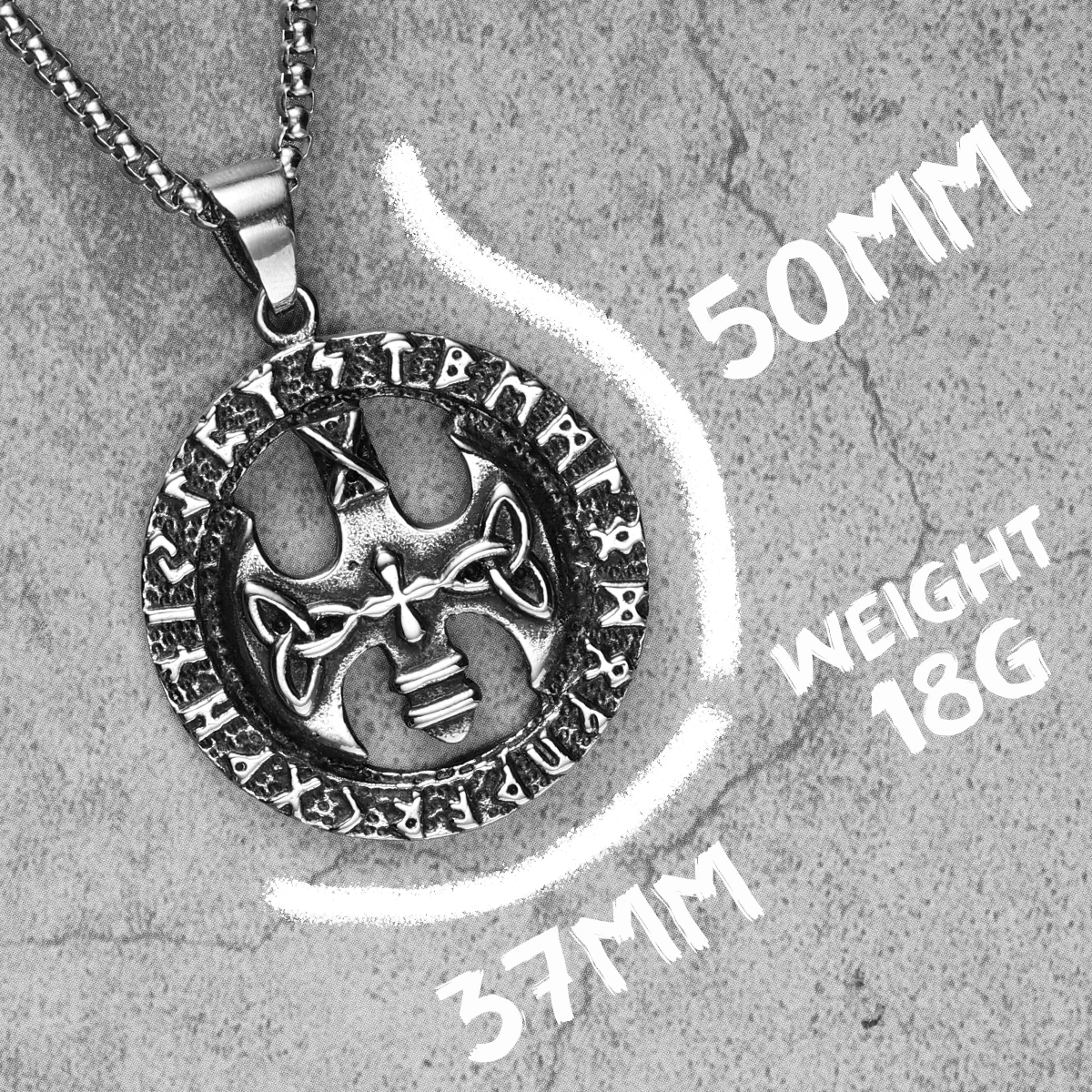 Viking Runes Celtic Knot Colares com Pingente para Homens e Mulheres, Jóias de Aço Inoxidável, Retro Punk Hip Hop Presentes, Atacado