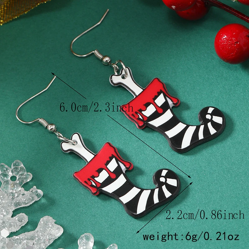 Kreative Acryl Grüne Hand Ohrringe für Frauen Weihnachten Gingle Bells Schwarze Katze Anhänger Ohrringe Neujahr Party Schmuck Geschenke – Detail 5