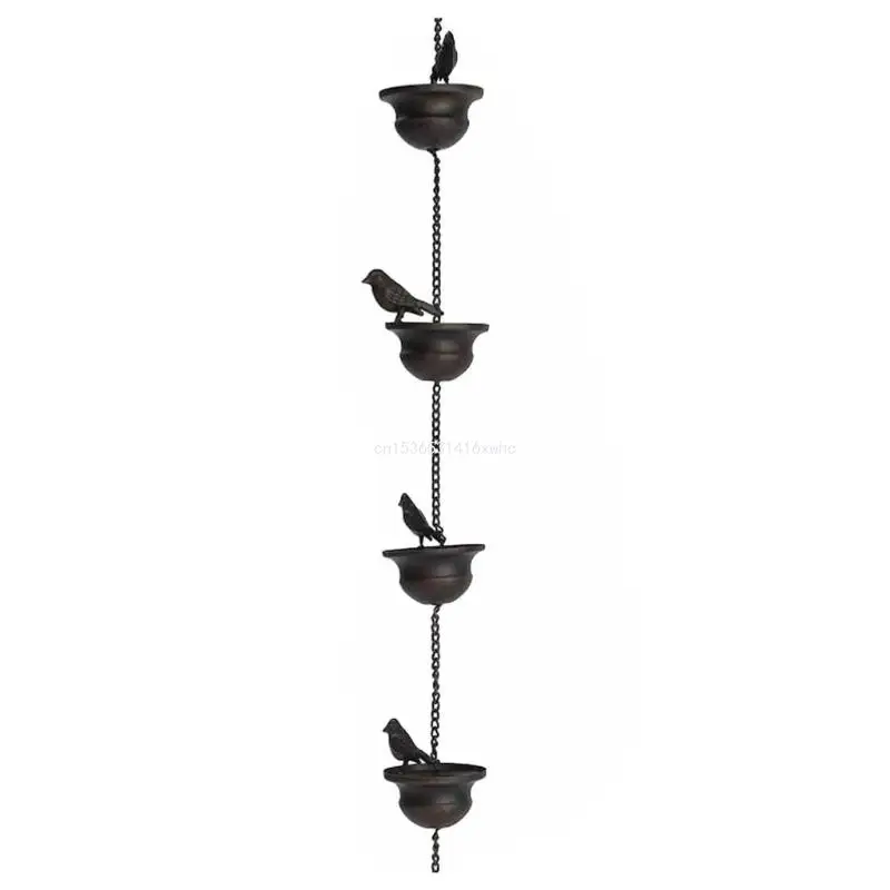 Dropship Rain Chain for Gutters Birds On Cups Gutter Chain Downspout Replacement Rain Chain Gutters Pendant Decorations