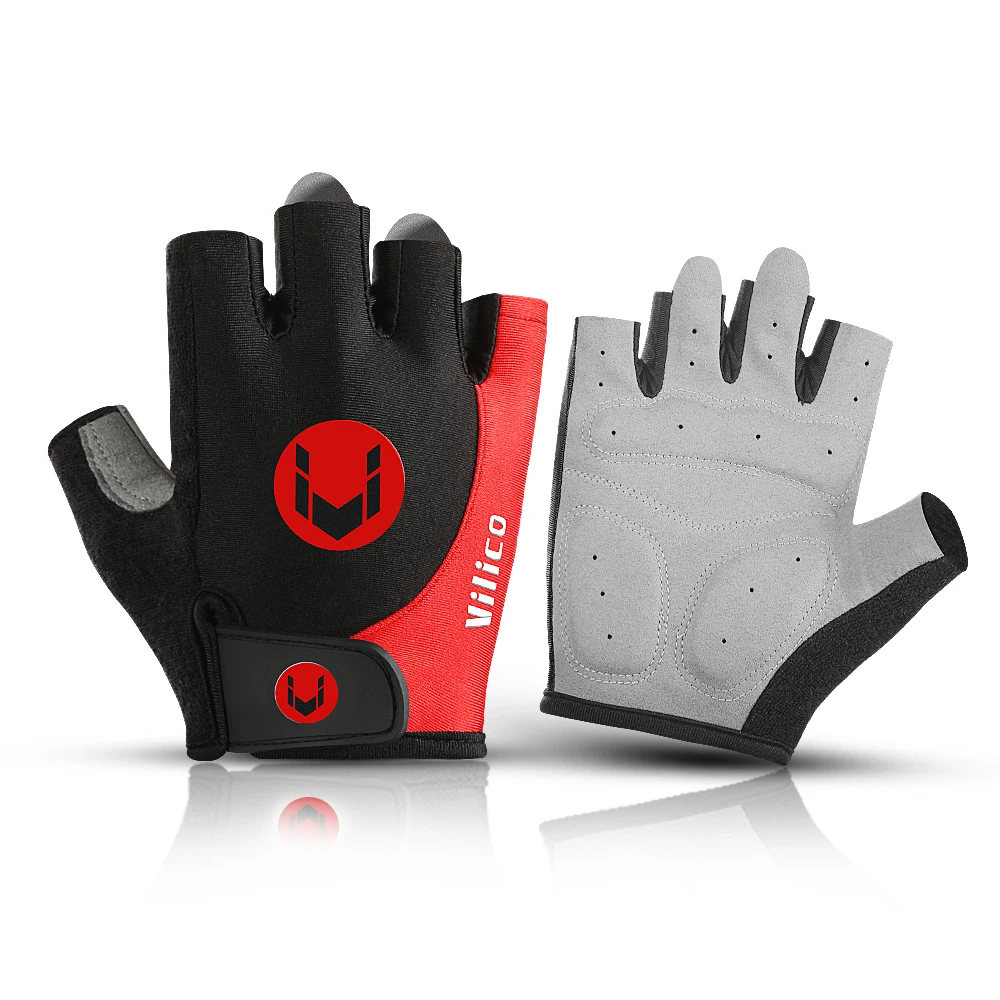 Vilico Half Finger Cycling Gloves, Breathable Shock Absorbing Bicycle Workout Gloves for Men Women, Non-Slip MTB Road Bike Gym S