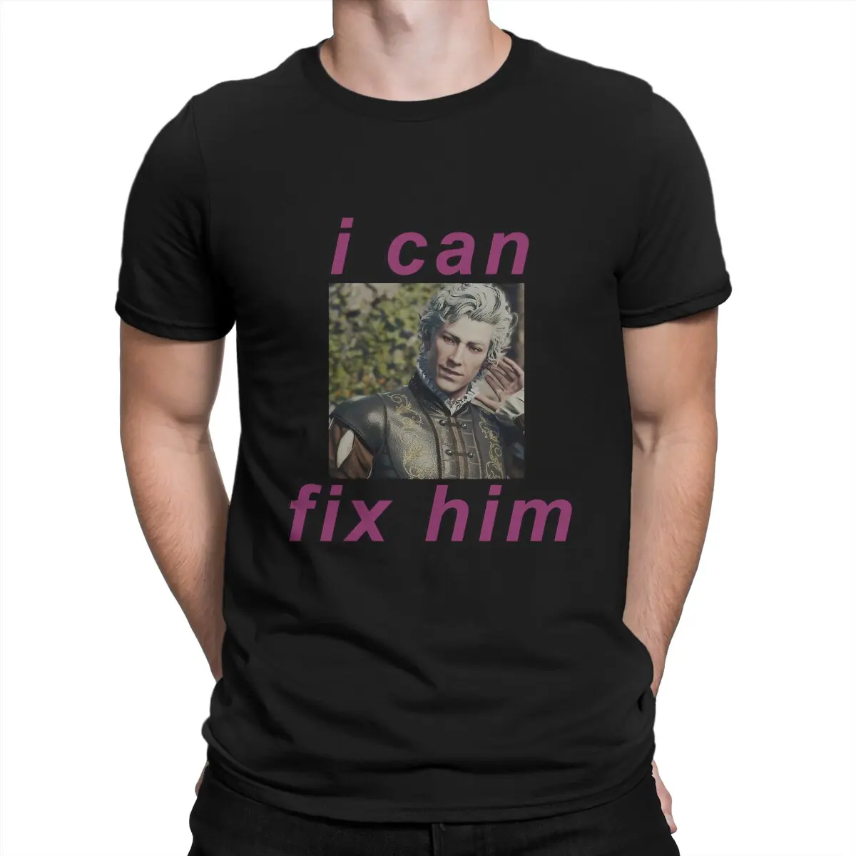 I Can Fix Him Men T Shirts Baldurs Gate BG3 Vintage Tees Short Sleeve Crewneck T-Shirts 100% Cotton Party Clothes