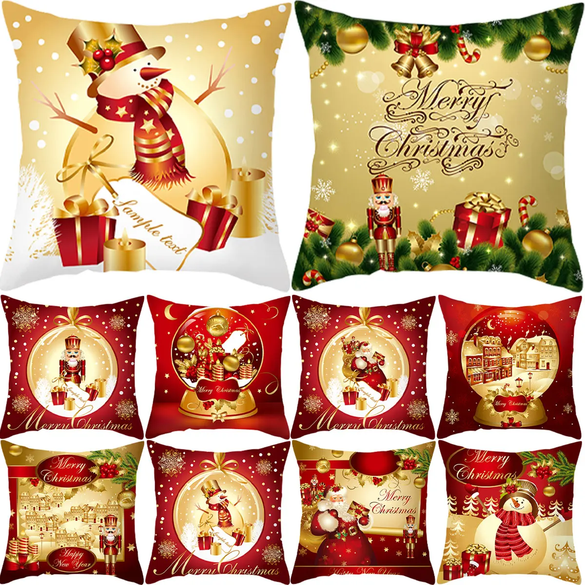 Christmas Cushion Cover Merry Christmas Decorations for Home 2024 Christmas Ornament Navidad Noel Xmas Gifts Happy New Year 2025