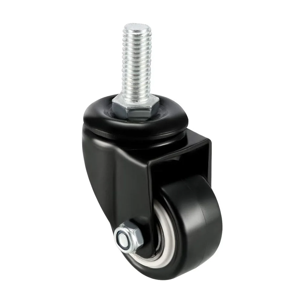 4 Pack of 1.5 Inch Swivel Caster Wheels PU 360 Degree Threaded Stem Caster Wheel M12 x 25mm, 330lb Total Load Capacity.