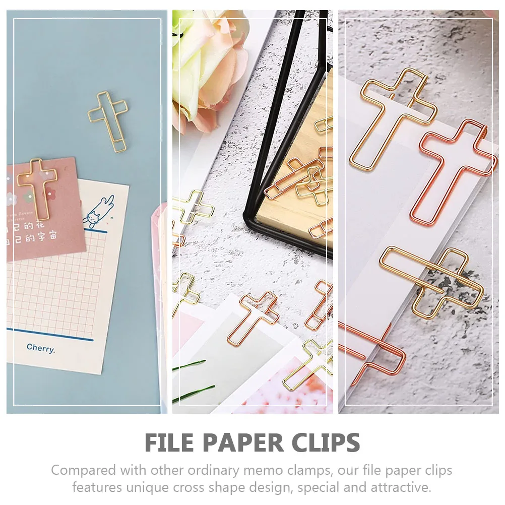 

40pcs Bible Bible Paper Clip Cross Shaped Metal Bookmarks Gold Rose Gold Office Cross Paper Clips School Stationery