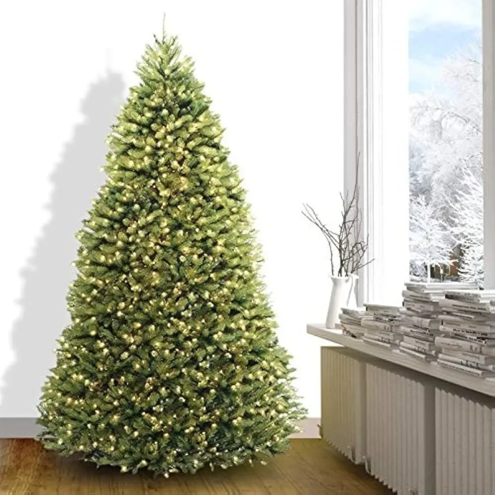 8 Ft Christmas Tree Pre-lit Artificial w 750 Warm White Light, Easy Assembly Included Metal Foldable Stand New (Warm Light)