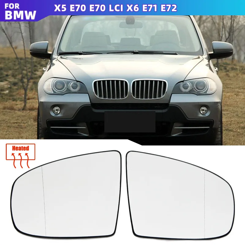 Rear View Mirror Side Mirror Glass Heated + Adjustment for BMW X5 E70 2007-2013 X6 E71 E72 2008-2014