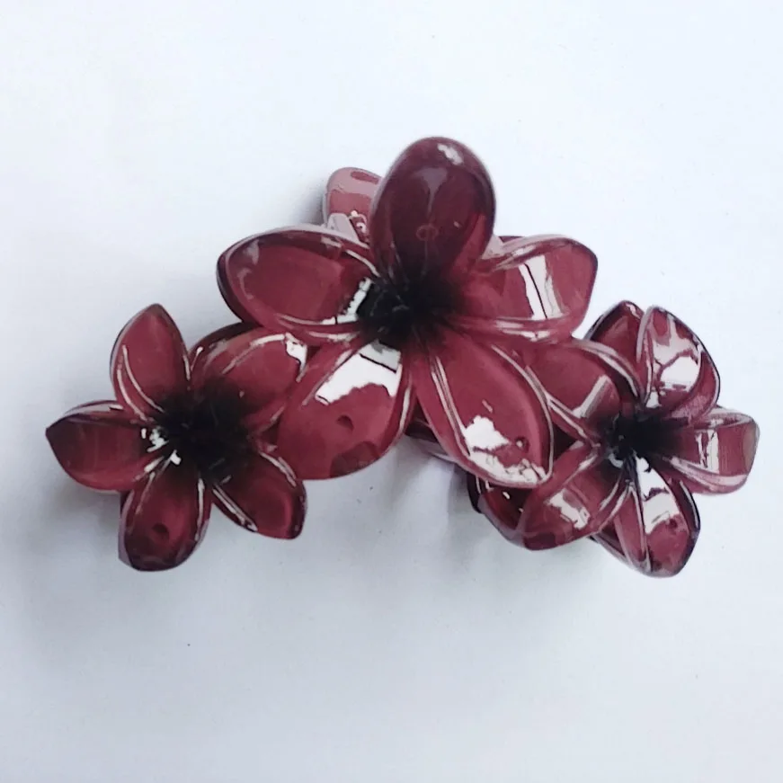 

Flower Hair Claw for Women 10CM Plastic Wine Red Cute Hair Clips Beach Vocation Hot Popular Travel hair Accessories Female