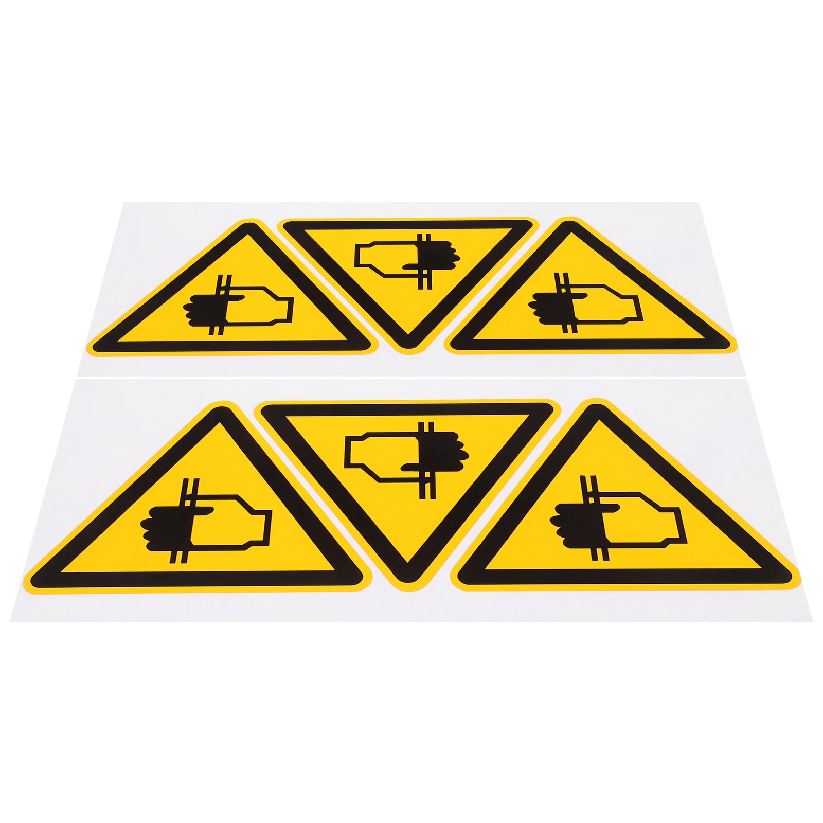 6Pcs Warning Label Sticker Waterproof Hand Crushing Warning Decal Strong Adhesion Safety Sign for Industrial Devices