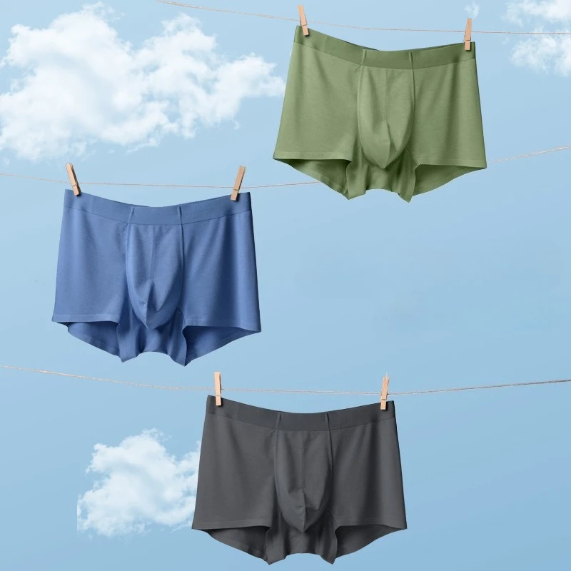 

3 Pieces Modal Men's Underwear Boxers Traceless 7A Antibacterial Plus Size L-4XL Fat Solid Color Boxer Panties Men's Underpants