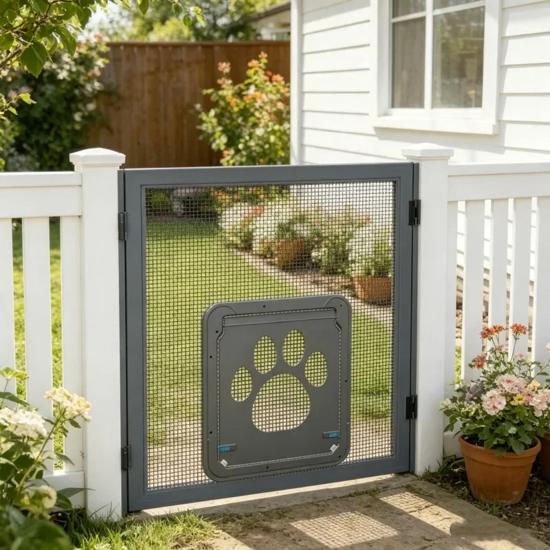 Lockable Pet Security Mesh Gate Durable ABS Plastic Flap Door Portable Easy Installation Access Small Dog Kitten Household Space