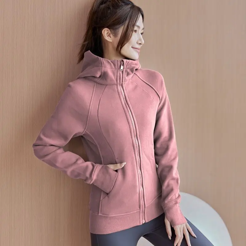 Autumn Winter New Fashion Long Sleeve Solid Hoodies Sweatshirts Cardigan Women's Clothing Pockets Loose Drawstring Zipper Tops