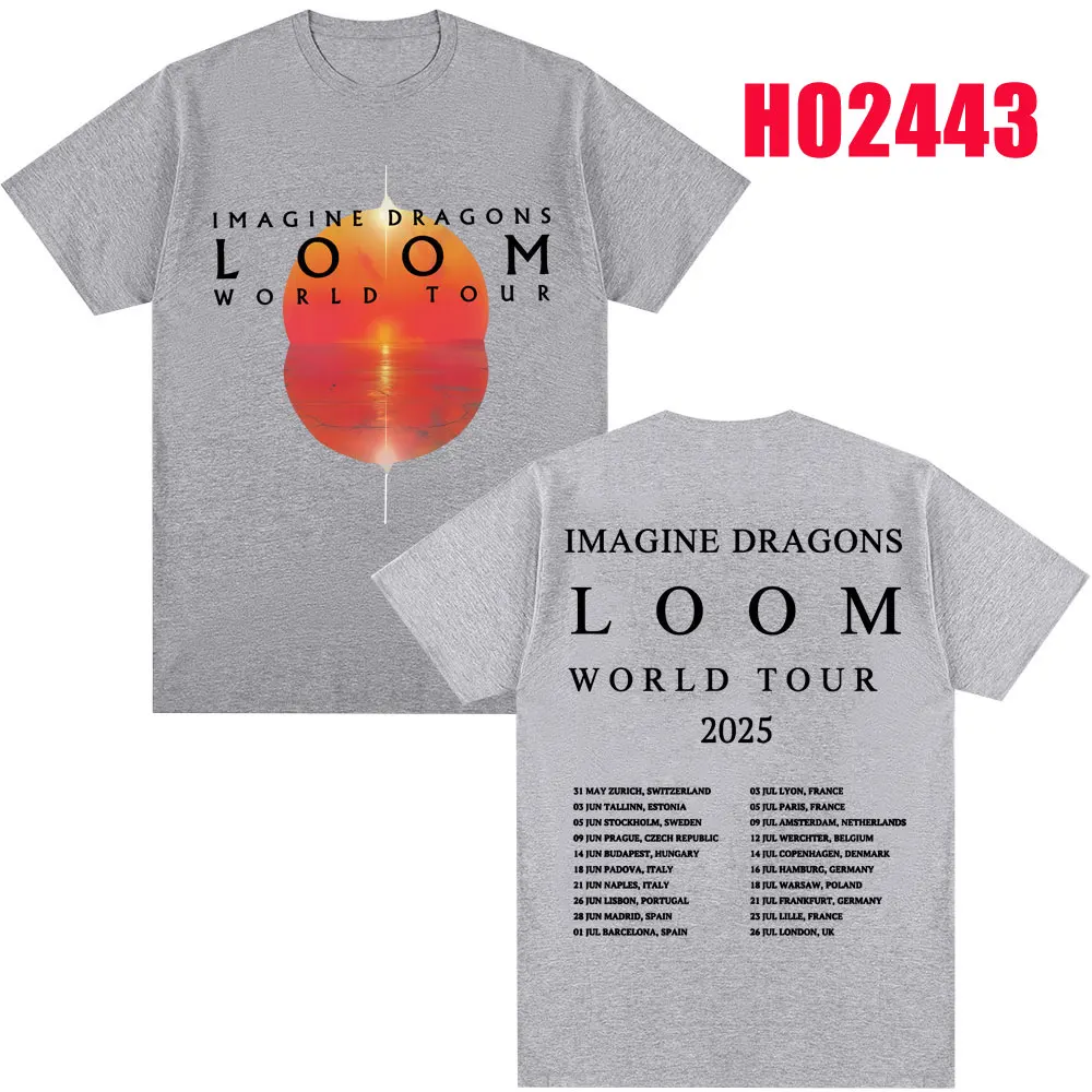 Imagine Dragons Loom Tour 2025 T Shirt Men Women Trendy Hip Hop T-shirts 100% Cotton Oversized Popular T Shirts Streetwear Gifts