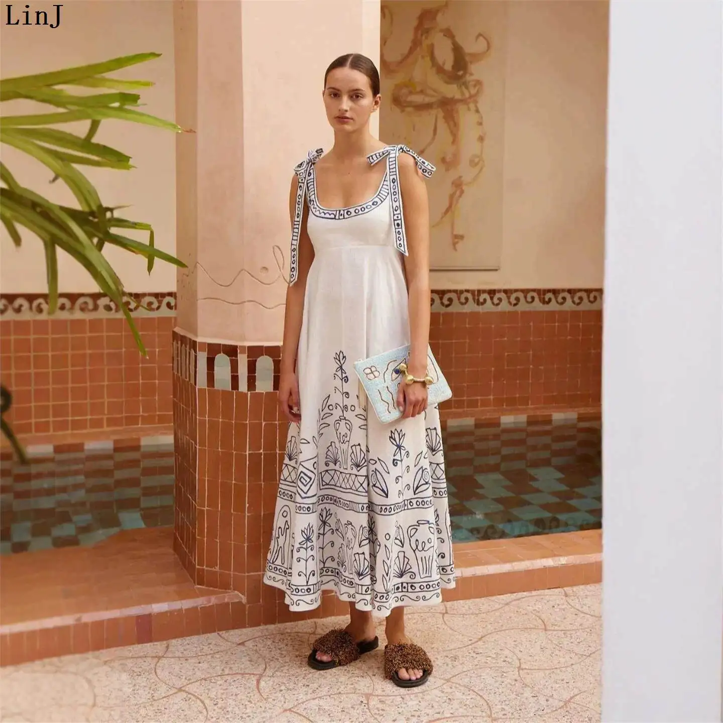 Spicy Girl Printed Dress Women's Belted European Style mid Waist Other 100% Fabric Craft No Brand Casual Single Piece