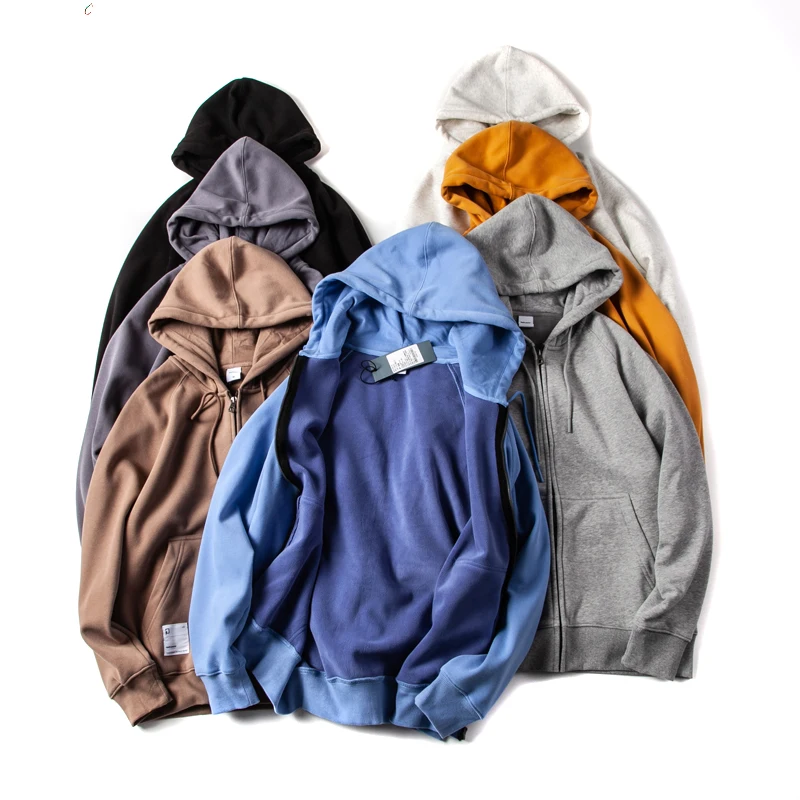 

American Sle Thiened Fce Hoodie Men's Casual Autumn Winter Vintage Color Youth Open Cardigan Top Loose Fit