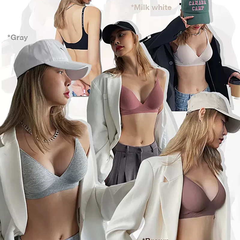 Deep-V Knitting Bra Women Wireless Bras Sexy Padded Bralette Ladies Comfortable Brassiere Female Soft Underwear 6 Colors 2023