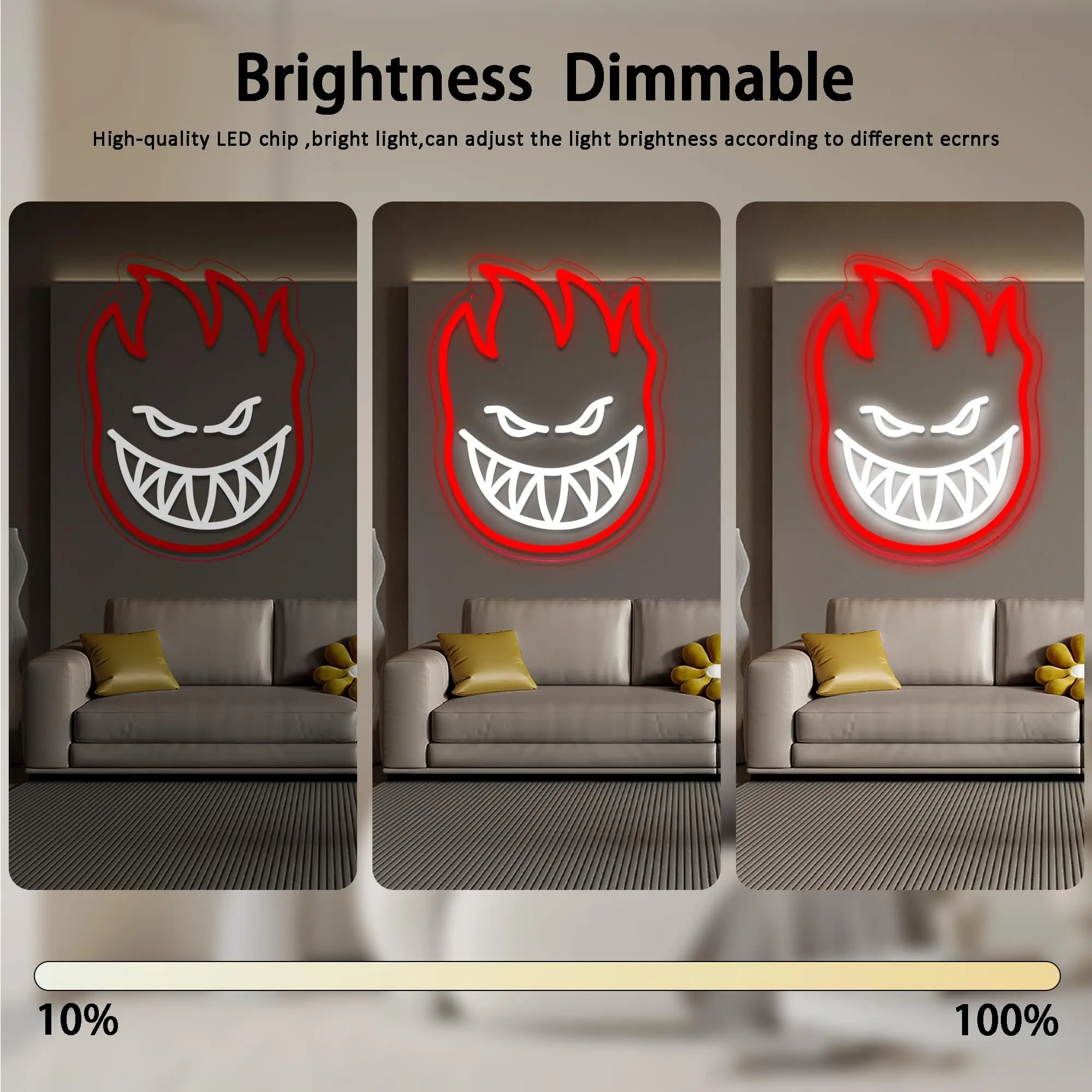 Flame LED Neon - Engraved Acrylic Design, USB Powered Dimmable LED Neon, Suitable for Bars, Parties, Game Room Wall Art