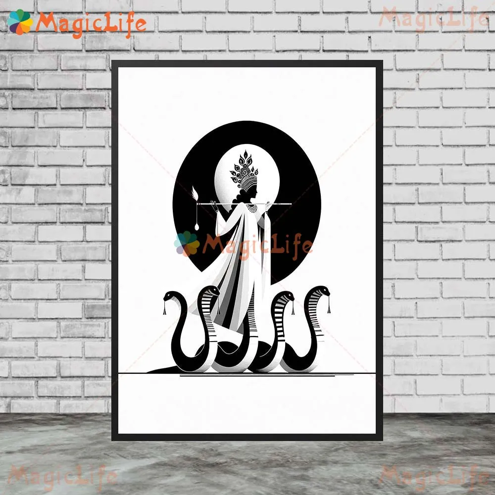Cartoon Hindu Mythology Shiva Kali Parvati Wall Pictures For Living Room Decor Poster Wall Art Canvas Painting Unframed