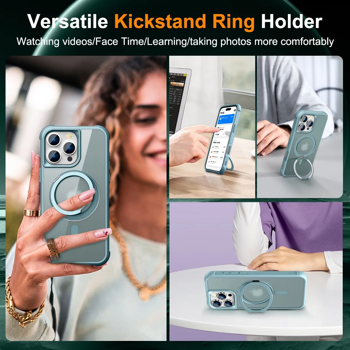 360° Rotatable Matte Magnetic Ring Hidden Stand Case For iPhone 16 Pro/iPhone 16 Pro Max Drop-Proof, MagSafe Compatible Design