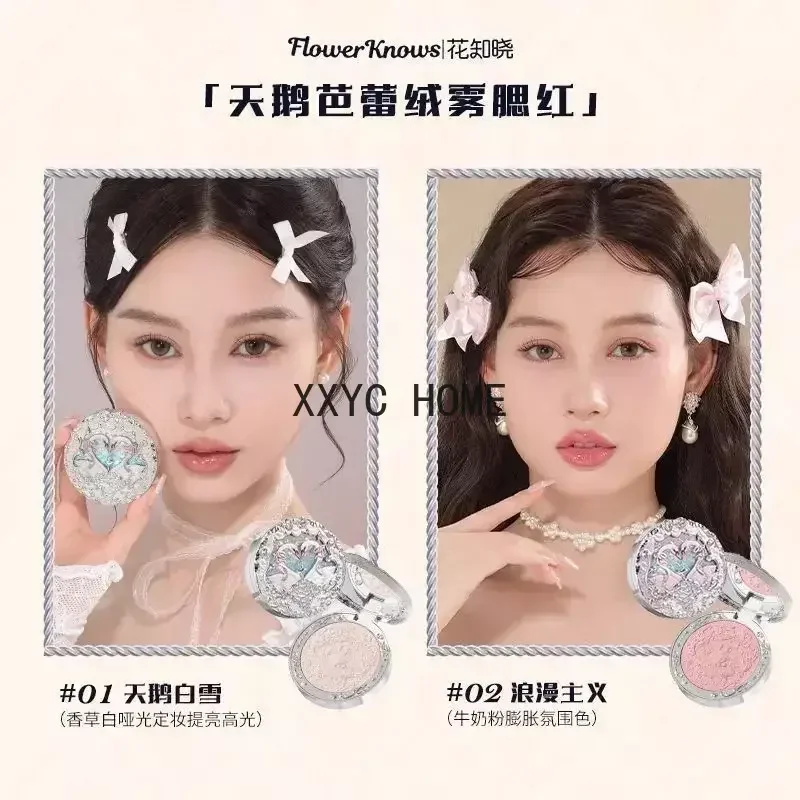 Flower Knows Swan Ballet Round Dance Makeup Gift Box Eyeshadow Blusher Lip Gloss Bluch Cream Korean Makeup Rare Beauty Cosmetics