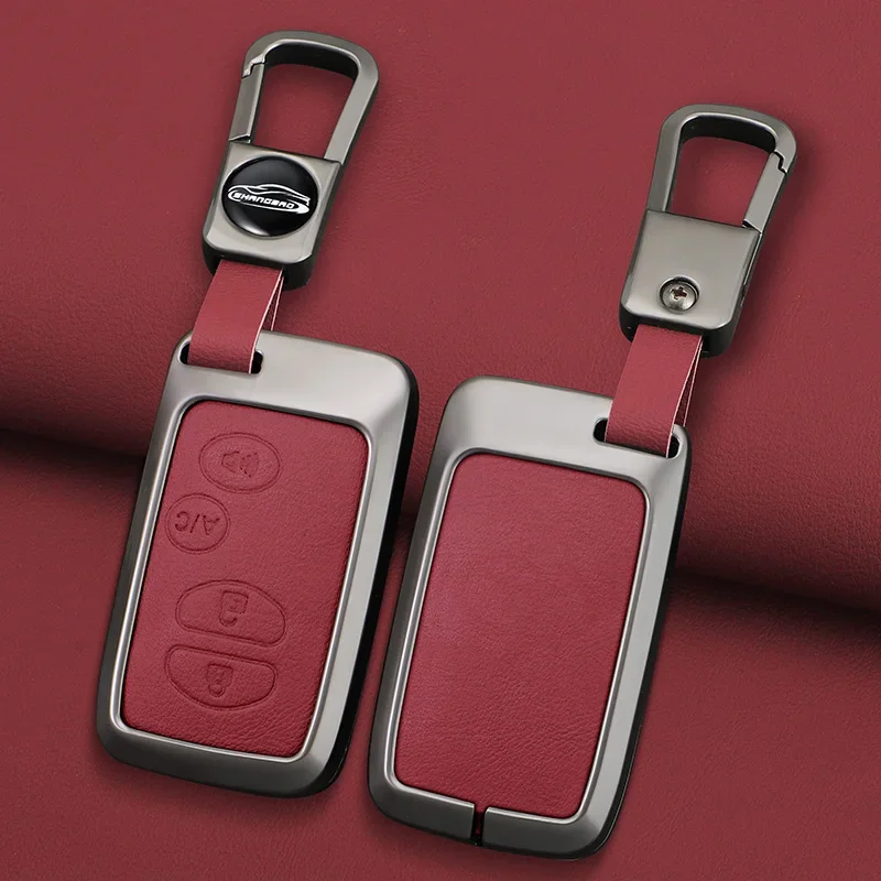 

2 3 4 кнопки из цинкового сплава + кожаный чехол для ключей автомобиля, держатель для Toyota Prius 30 Alpha Aqua Land Cruiser Auris для Lexus LC 200