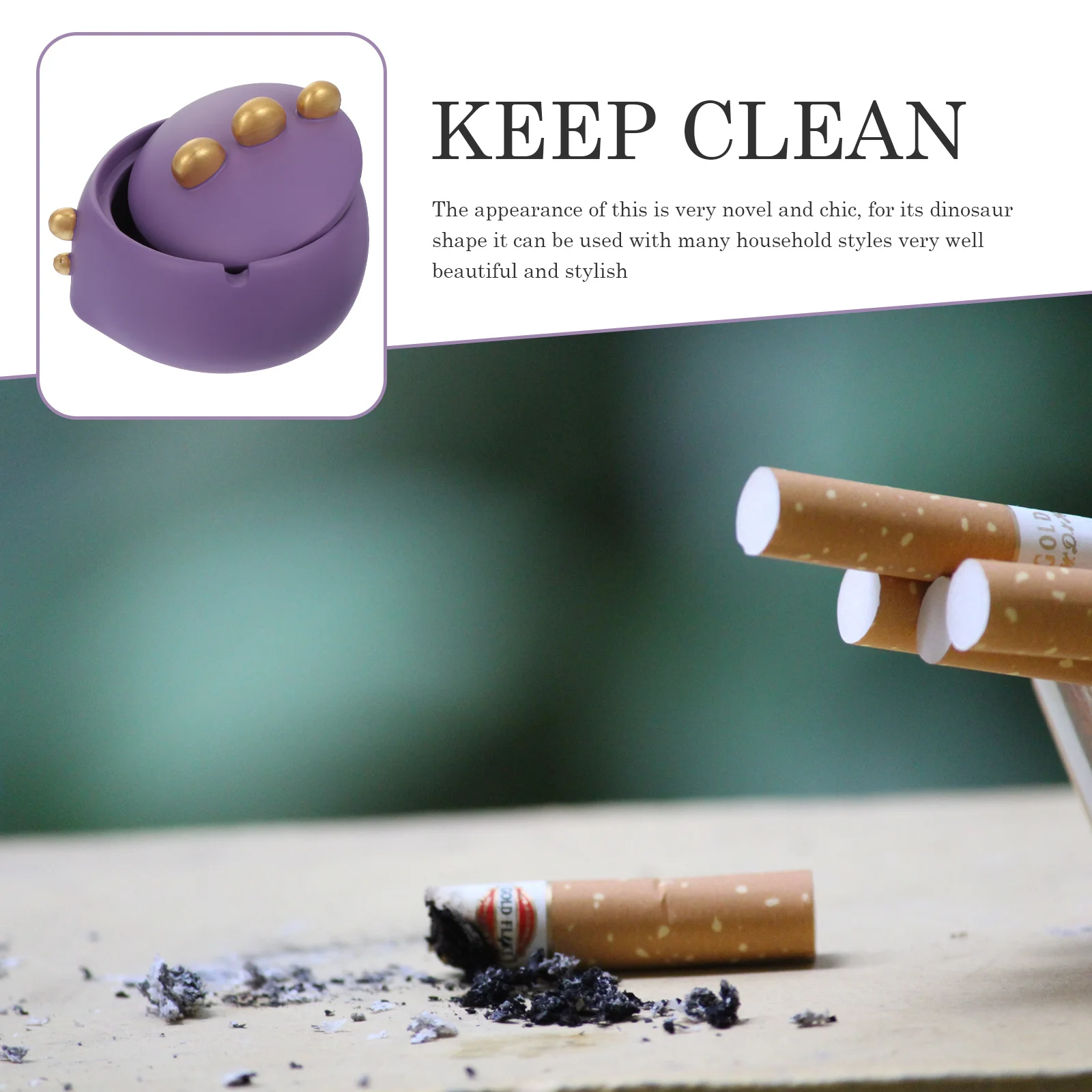 

1pc Dinosaur Shape Ashtray Creative Resin Lidded Smoking Holder Home Table Decor For Living Room Decoration Gift