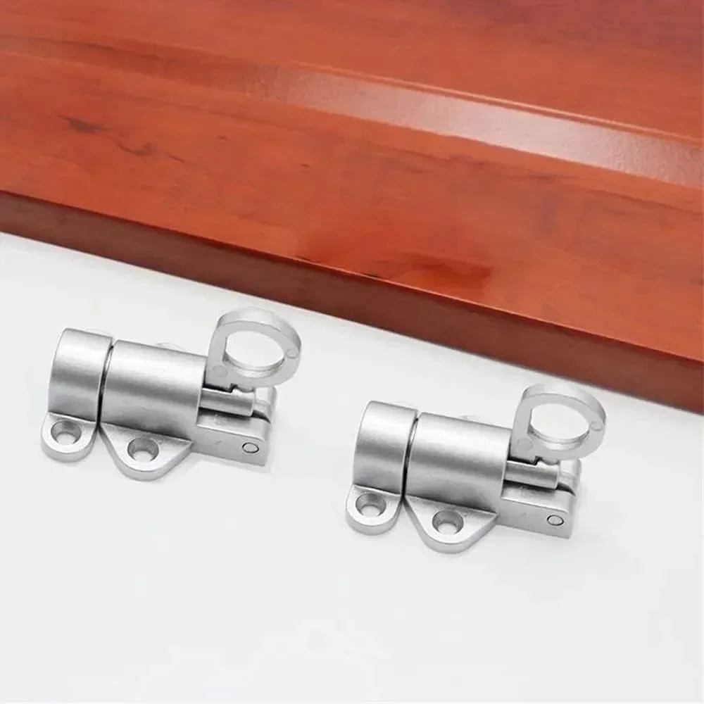 2Pcs Spring Latch with Screws Bolt Latch Lock Spring Latch Lock Automatic Spring Latch Pull Ring Door Bolt  for Windows Door