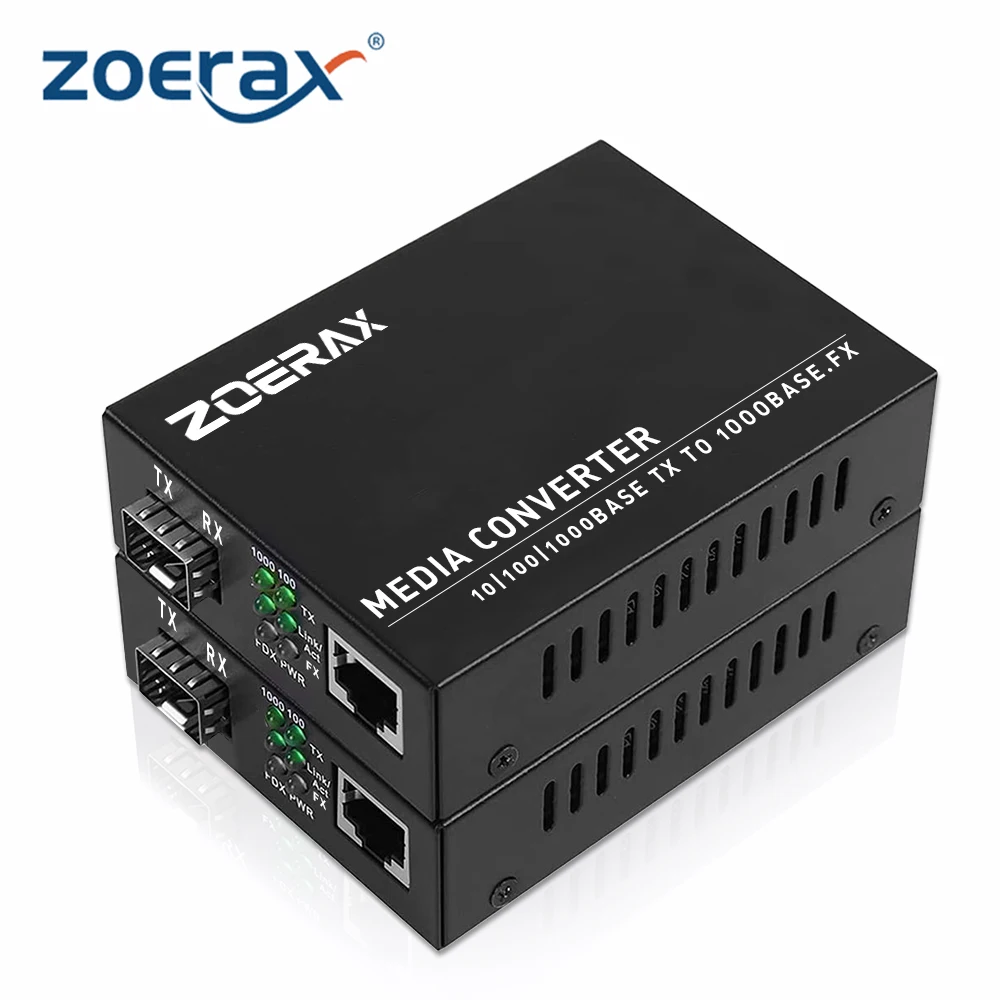 ZoeRax Gigabit Fiber Media Converter 10/100/1000M RJ45 to SFP Slot Ethernet Fiber Transceiver Support 1000Base-SX SC LC Module