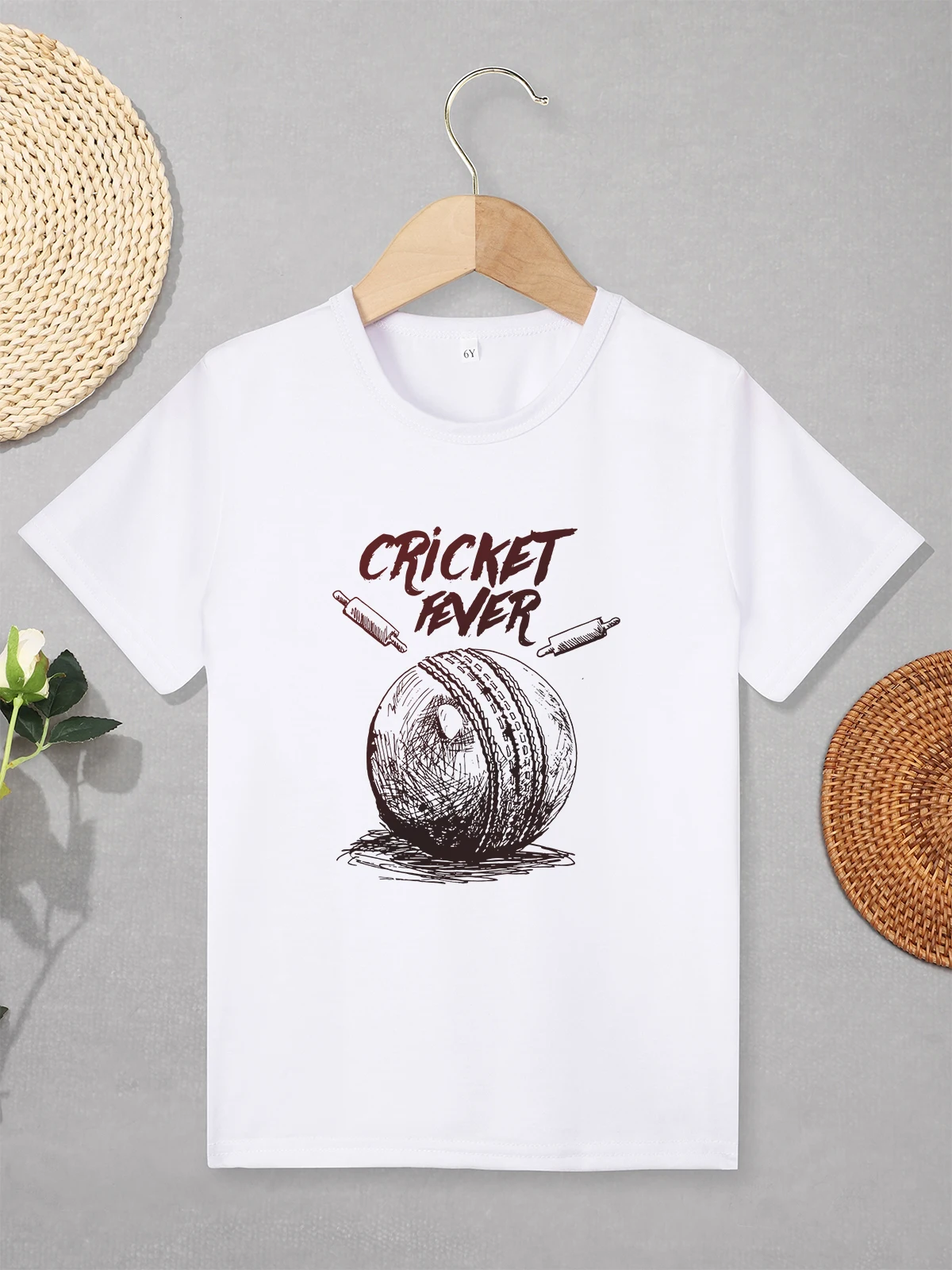 Cricket Fever Kids T-shirt Fashion Trend Harajuku Summer Streetwear Outdoor Play Children's Clothes White Cozy Round Neck Tops