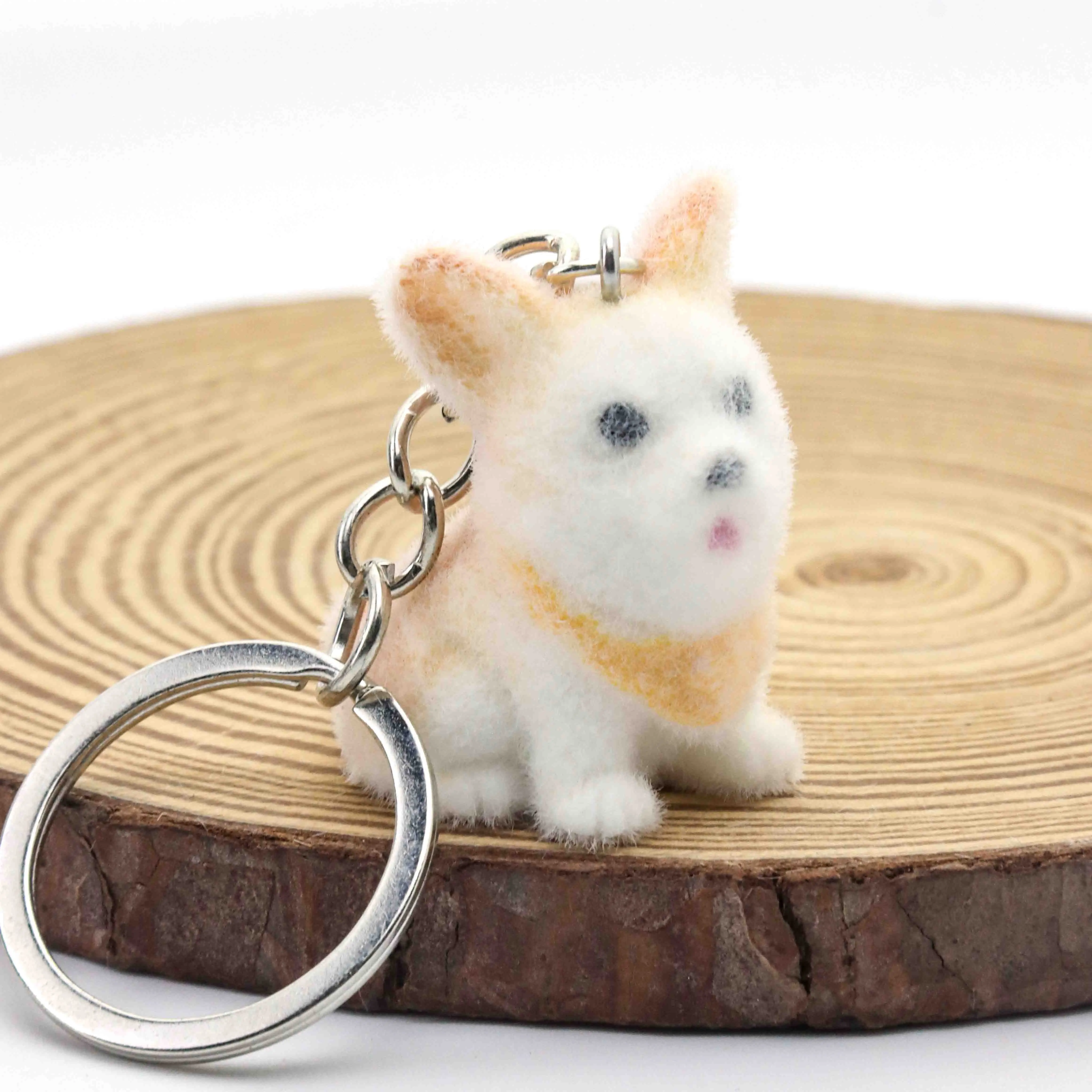 1pcs Resin Flocking Cartoon Charms Corgi Puppy Animal Pendant Keychain Jewelry for Making Luggage Car Decoration Accessories