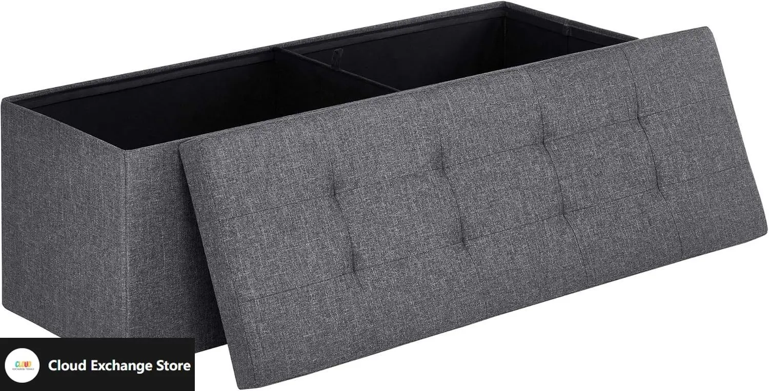 

43 Inches Folding Storage Ottoman Bench, Ottoman Foot Rest, End of Bed Bench, Storage Chest, Load 660 lb,