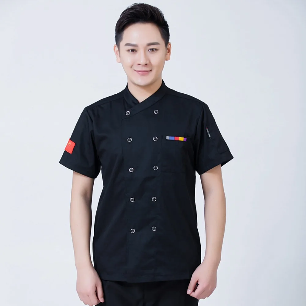 Short-Sleeve Chef Uniforms for Men & Women - Breathable Workwear for Bakery, Restaurant & Kitchen, Quick-Dry & Sweat-Absorbent