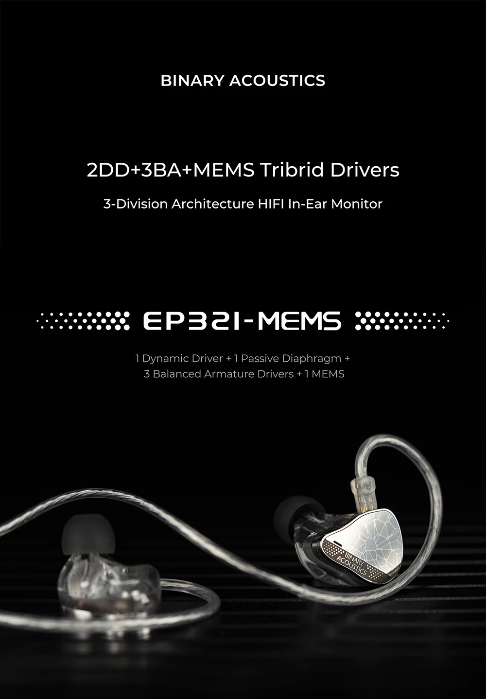 Binary EP321-MEMS 6-Treiber Tribrid IEM 2DD+3BA+MEMS Direktantrieb Hi-Res Audiophile In-Ear Monitor Kopfhörer HiFi Musik-Ohrhörer – Detail 1