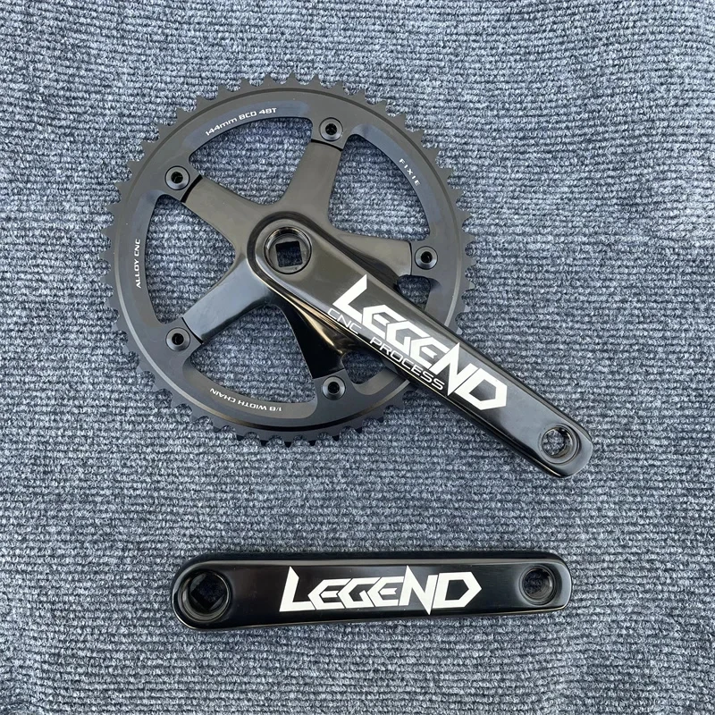 48T Square Hole LEGEND Fixie Single Speed Aluminum CNC Process Chianwheel 48T BCD144 165mm Crank Length Fixed Gear Bike Crank