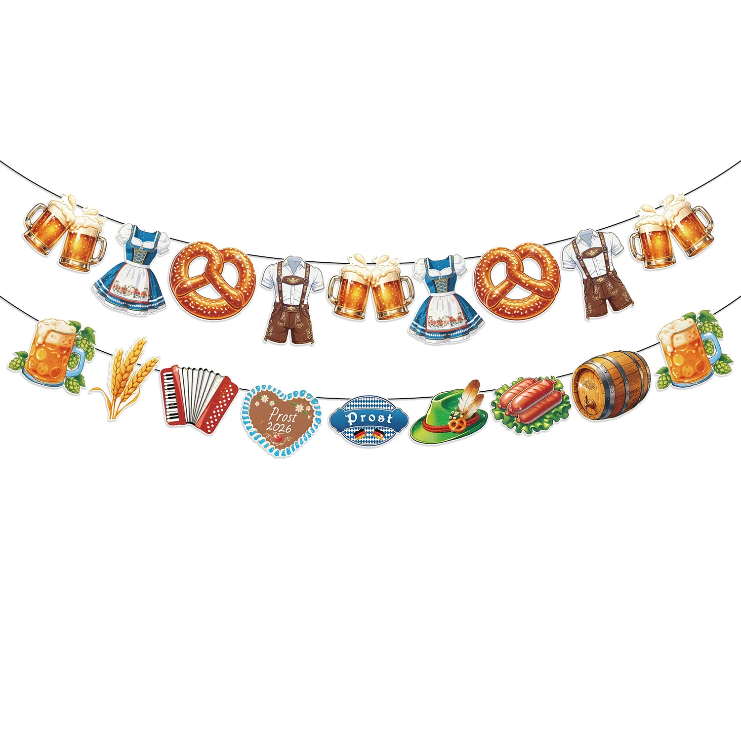 Blaue Wiesn-Bierfest-Dekorationsbanner, Bayerische Deutsche Party-Wimpelkette, Rasen-Hochzeits-Geburtstags-Mehrfarben-Party-Dekorationszubehör – Detail 4